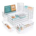 28 PCS Clear Drawer Organizer Set | Versatile Easy-Mount Storage Bins for Makeup