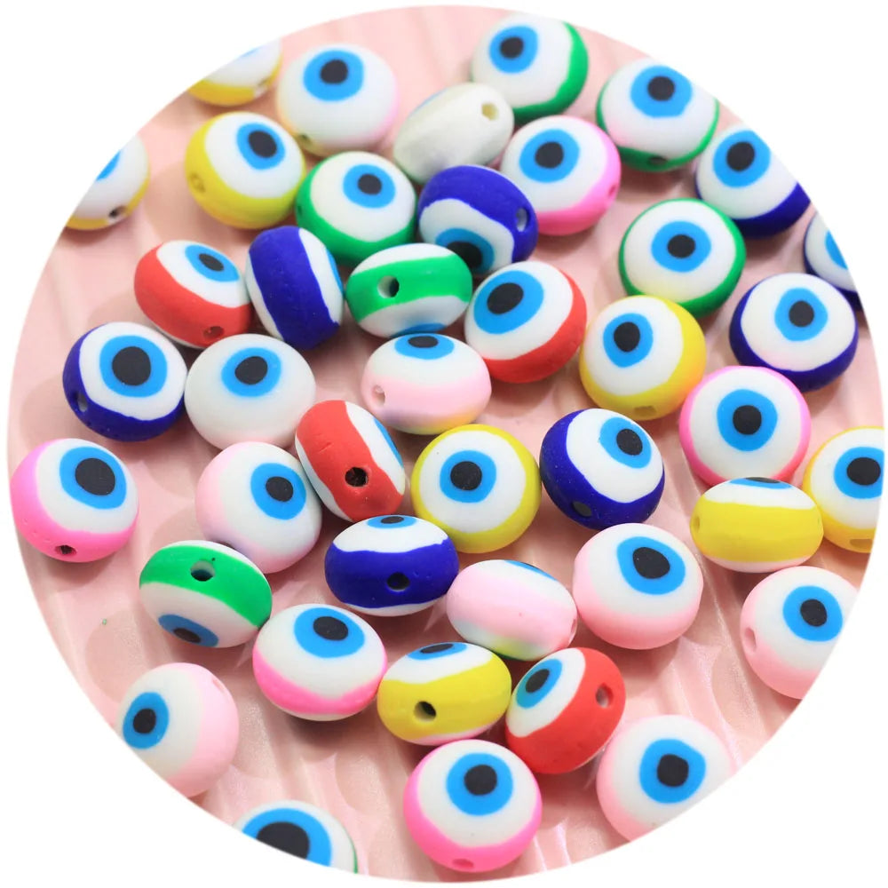 New Arrival Polymer Clay Evil Eye Bracelet Spacer Bead Charms for Jewelry DIY Making Accessories