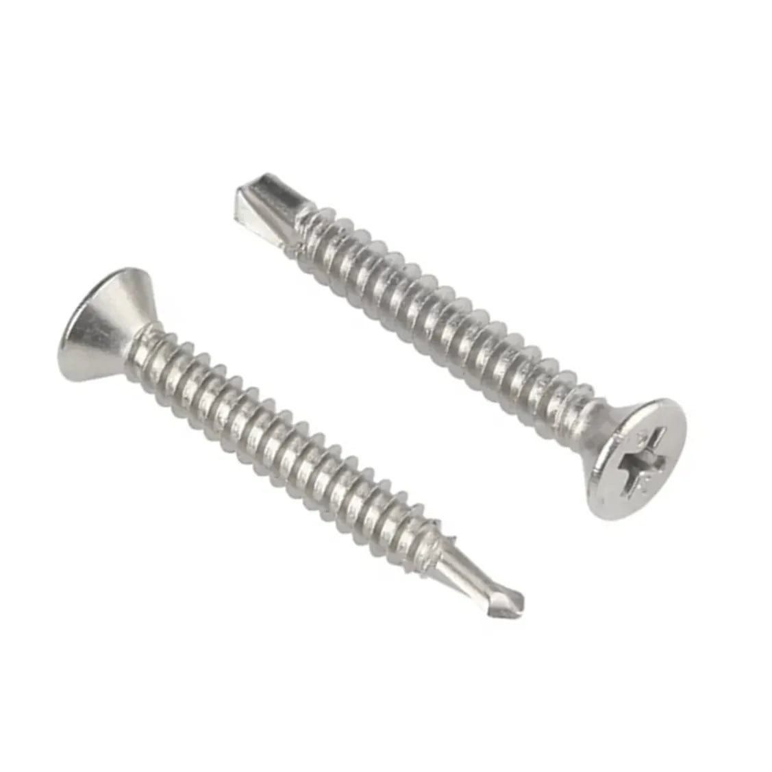 #10 X 1-1/4" Flat Head Phillips Self Drilling Screw Sheet Metal Tek Screws 410 Stainless Steel