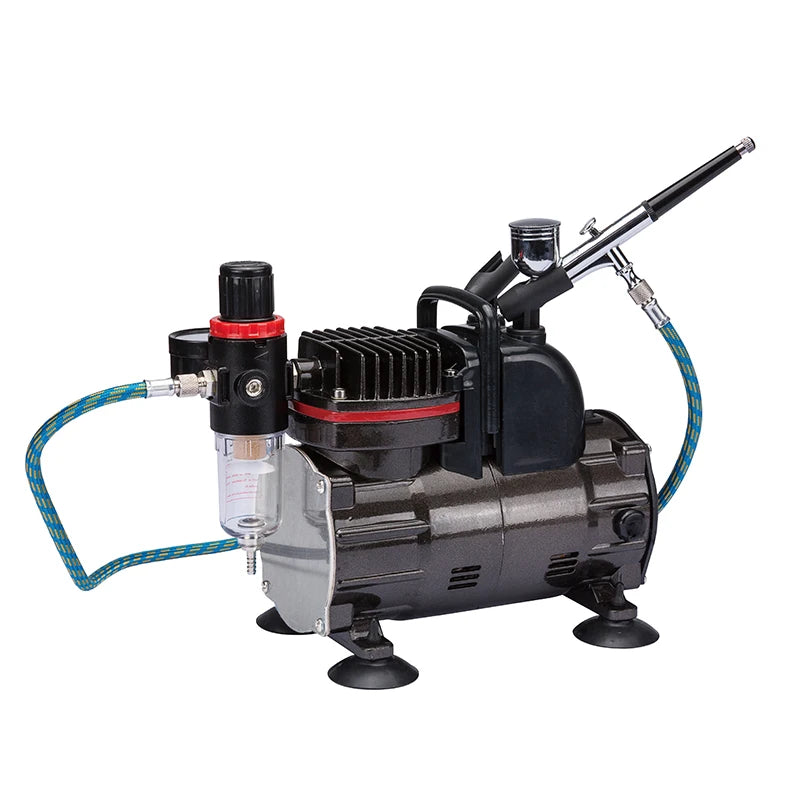 Airbrush Compressor Kit TC-812K with 0.3mm Gravity Feed Airbrush 1.8m Hose Holder Professional Set for Model Painting & Hobby