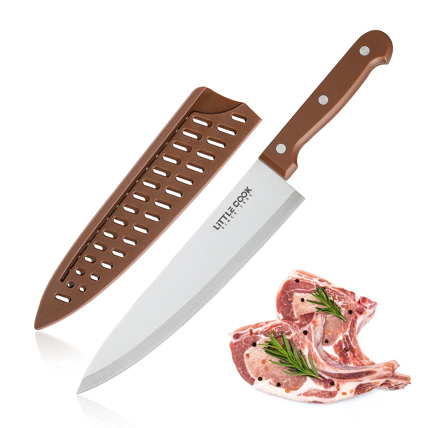 8-Inch Stainless Steel Chef Knife with Comfortable Handle and Sharp Edge for Home Kitchen Cooking and Cutting