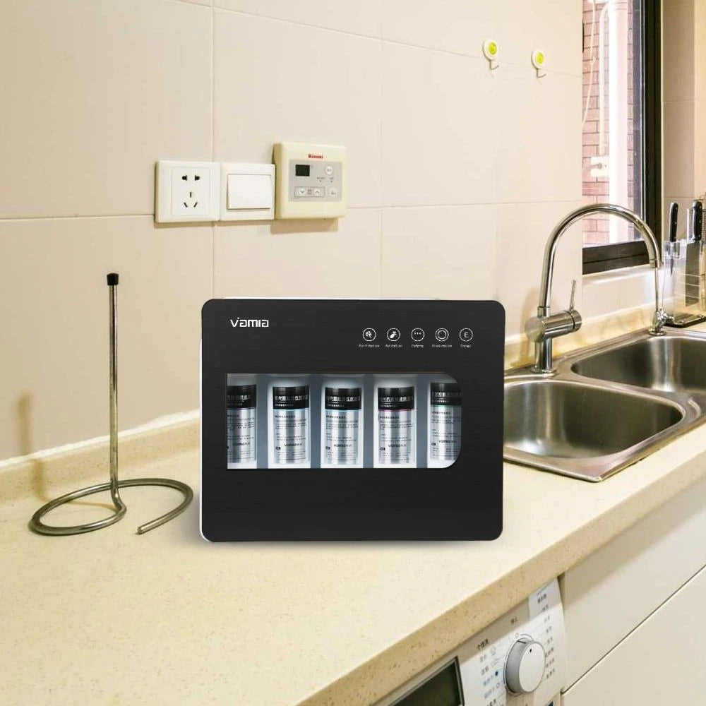Vamia 5-Stage UF Water Filtration System Purifier PP Activated Carbon Filter Plastic Water Tank Portable Water Household