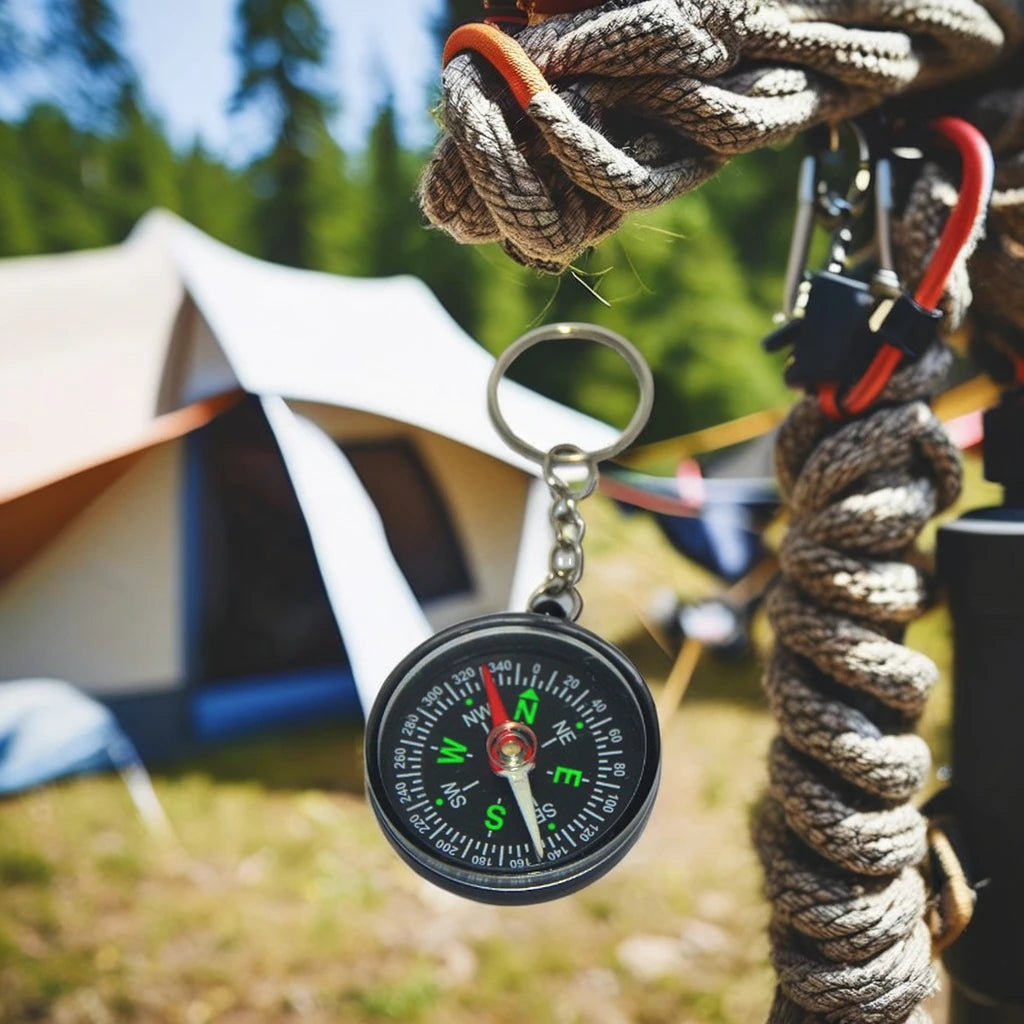 Custom Logo Sports Compass Keychain PVC & Rubber Die Cut Key with Light Metal Iron for Sports & Outdoor Activities