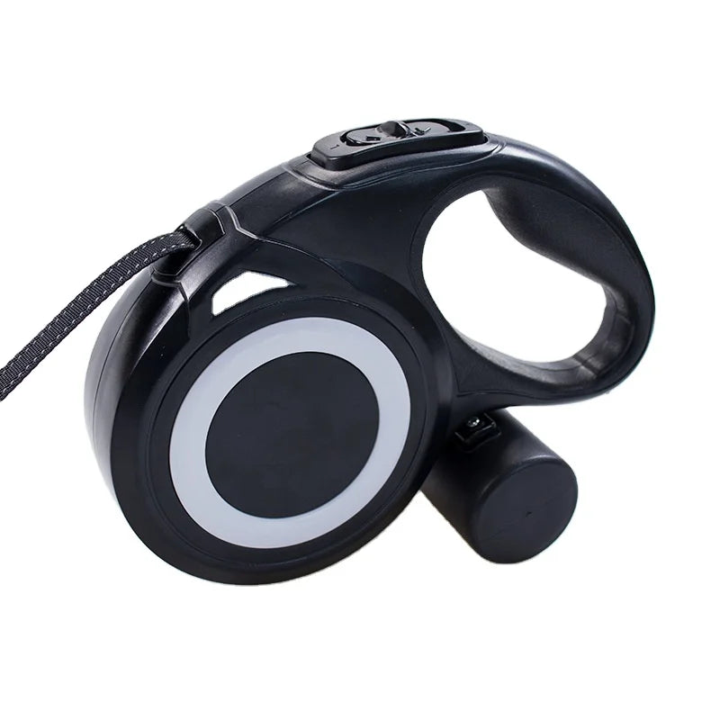 Durable Premium 5m 8m Retractable Dog Lead Automatic Pet Leash with Waste Bag Dispenser and Ribbon Decoration Made of Plastic