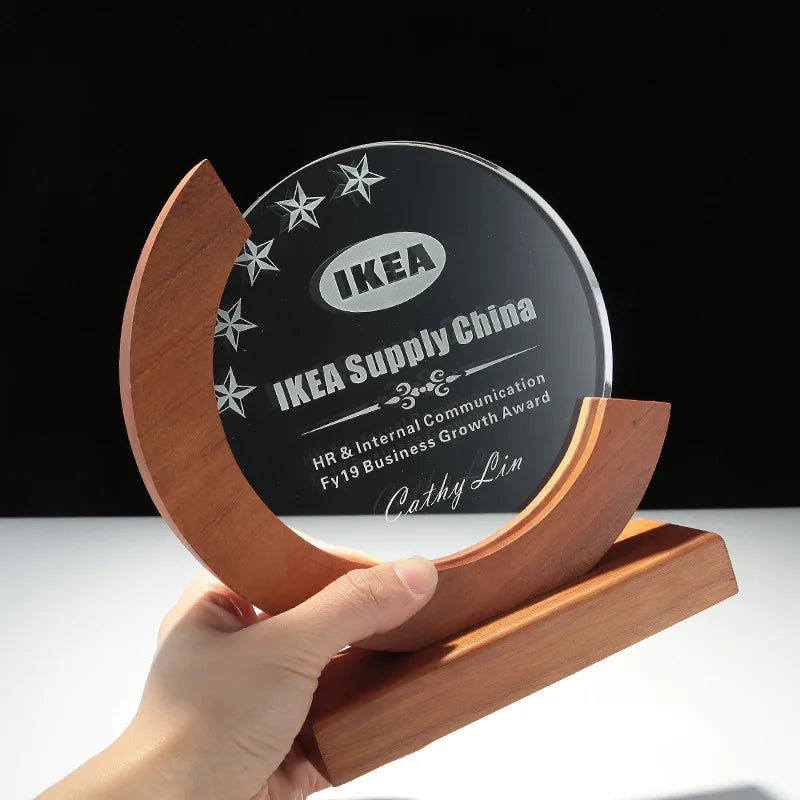 Wholesale Gold Plated Sports Game Winner Fitness Bodybuilding Gymnastics Dart Award Cup Crystal Trophy Custom Wooden Trophy