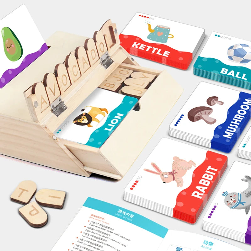 Factory Direct Sale Hot-selling Wholesale Word Matching Box Set 6 Efficient Learning Methods Advanced Difficulty Wooden Toys