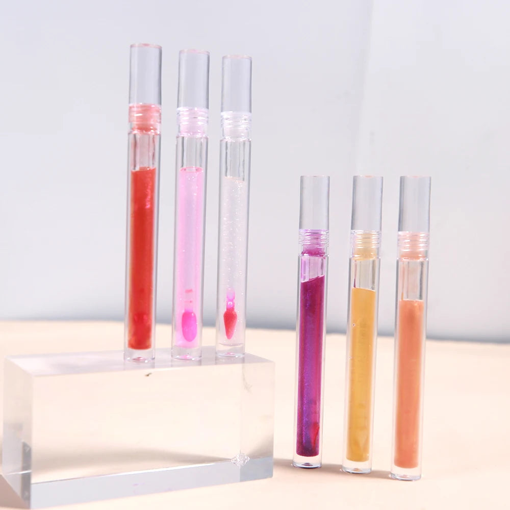 6 Colors Clear Private Label Glossy Liquid Glitter High Pigment Waterproof Lip Gloss Herbal Vitamin E Moisturizing Wholesale