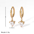 Exquisite Red Pink White Blue Green Cubic Zirconia Heart Earrings Luxury Stainless Steel Hoop Earrings for Girls Jewelry