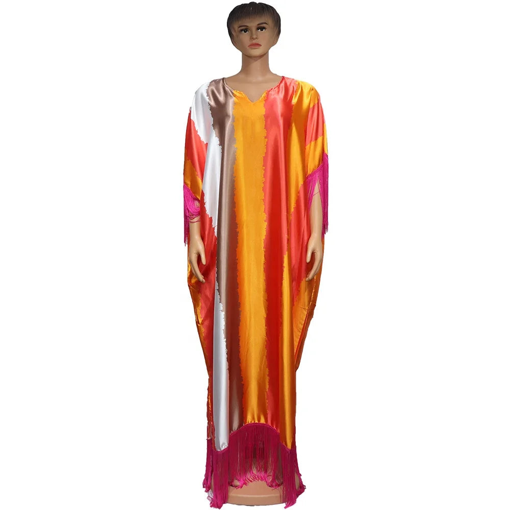 Best Price Rayon African Women Clothing Digital Printing Boubou Dress Tassel Splicing Boubou