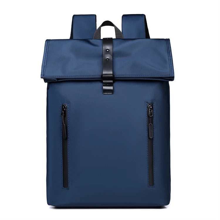 Expandable Water Proof Plain Blue Multipurpose Slim Light Weight Luxury Business Laptop Roll Top Back Pack