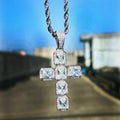 CAOSHI Simple Punk Inlaid Cubic Zirconia Silver Plated Cross Pendant Necklace for Women Men Jewelry