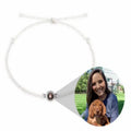Projection Photo Message Silver Bracelet Custom Adjustable Braided Rope Personalized Circle Photo Bracelet Christmas Gifts