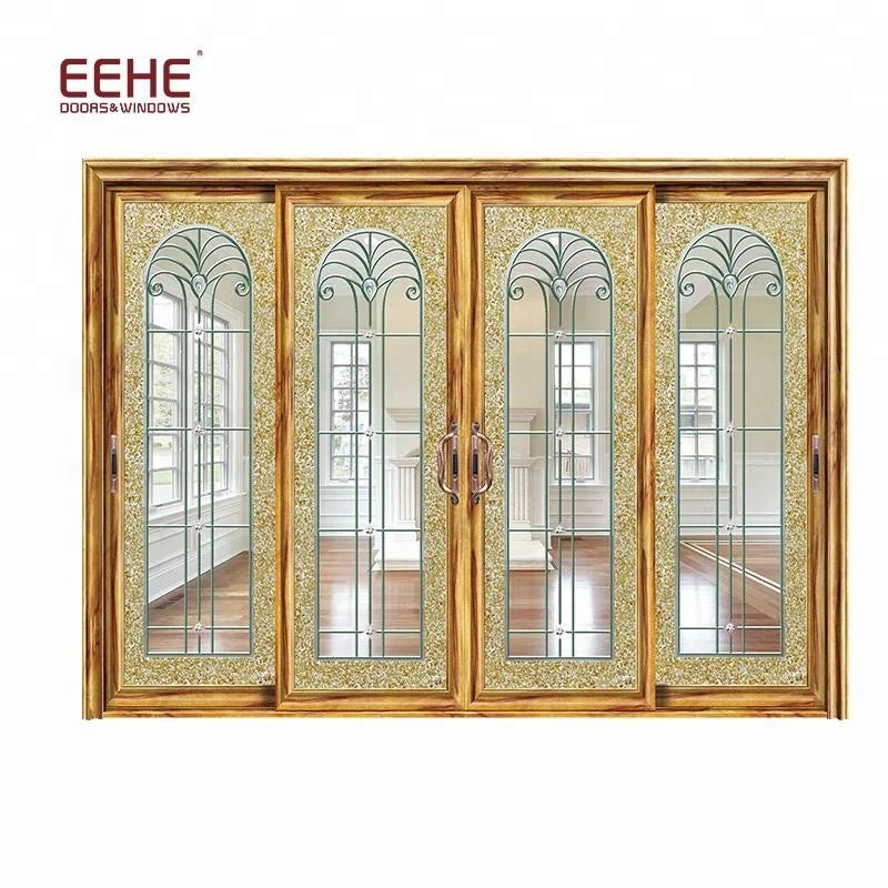2022 Design Hot Sale Large Aluminium Sliding Doors Windproof Tempered Glass Sliding Doors for Living Room