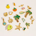 Ins Vacation Style Stainless Steel Charm Pendant Hawaii Enamel Coconut Tree Charms Fruit Charm for DIY Jewelry Making Supply