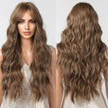 Wigs Wholesale Brown Long Wavy Synthetic Wig for Women False  Hair With Bangs Natural Blonde Wig Fiber