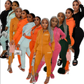 Women logo Blank Two Pieces Sweat Pants Sets Custom Tracksuits Women Sets Clothing Ladies Zip up Hoodie Sweatpants