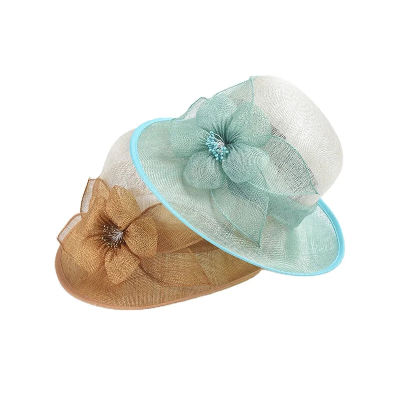 Sinamay Formal Hats Kentucky Derby Dress Fascinator Floral Tea Party Wedding Hat for Woman Lady Luxury for Church