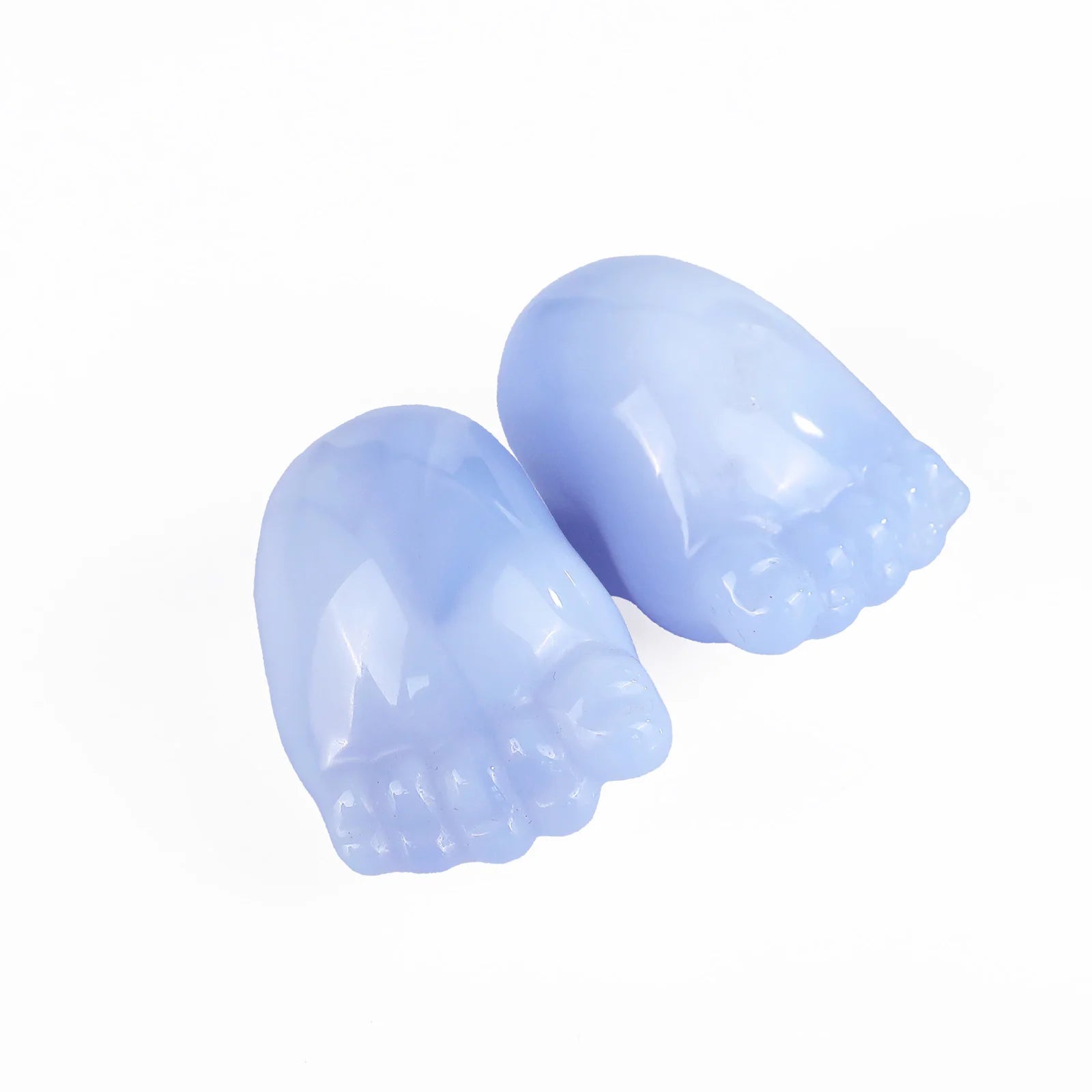Natural Blue Chalcedony Foot Carving High Quality Gemstone Crystal Handicraft Healing Statue Home Decor Religious Children Gift