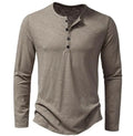 Autumn New Men's Bamboo Cotton Henry Collar Long Sleeve T-shirt Men's Fashion Streetwear Casual T-shirt