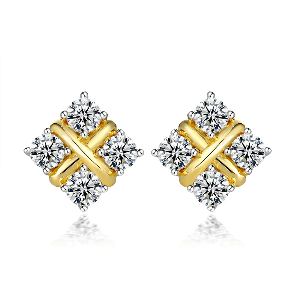 Wholesale Fashion Design 925 Sterling Silver Stud Gold Plated Earrings for Women