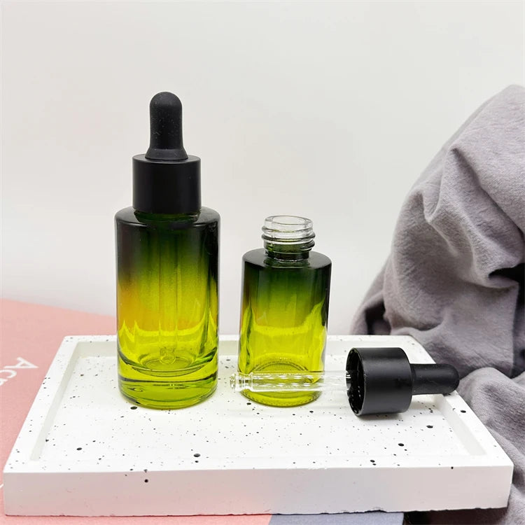 20ml 30ml New Style Black Green Gradient Glass Oil Bottle with Dropper