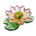 Crystal Pink Lotus Flower Glass Home Decor Paperweight Figurine Wedding Table Centerpiece Ornament  Crystal Crafts
