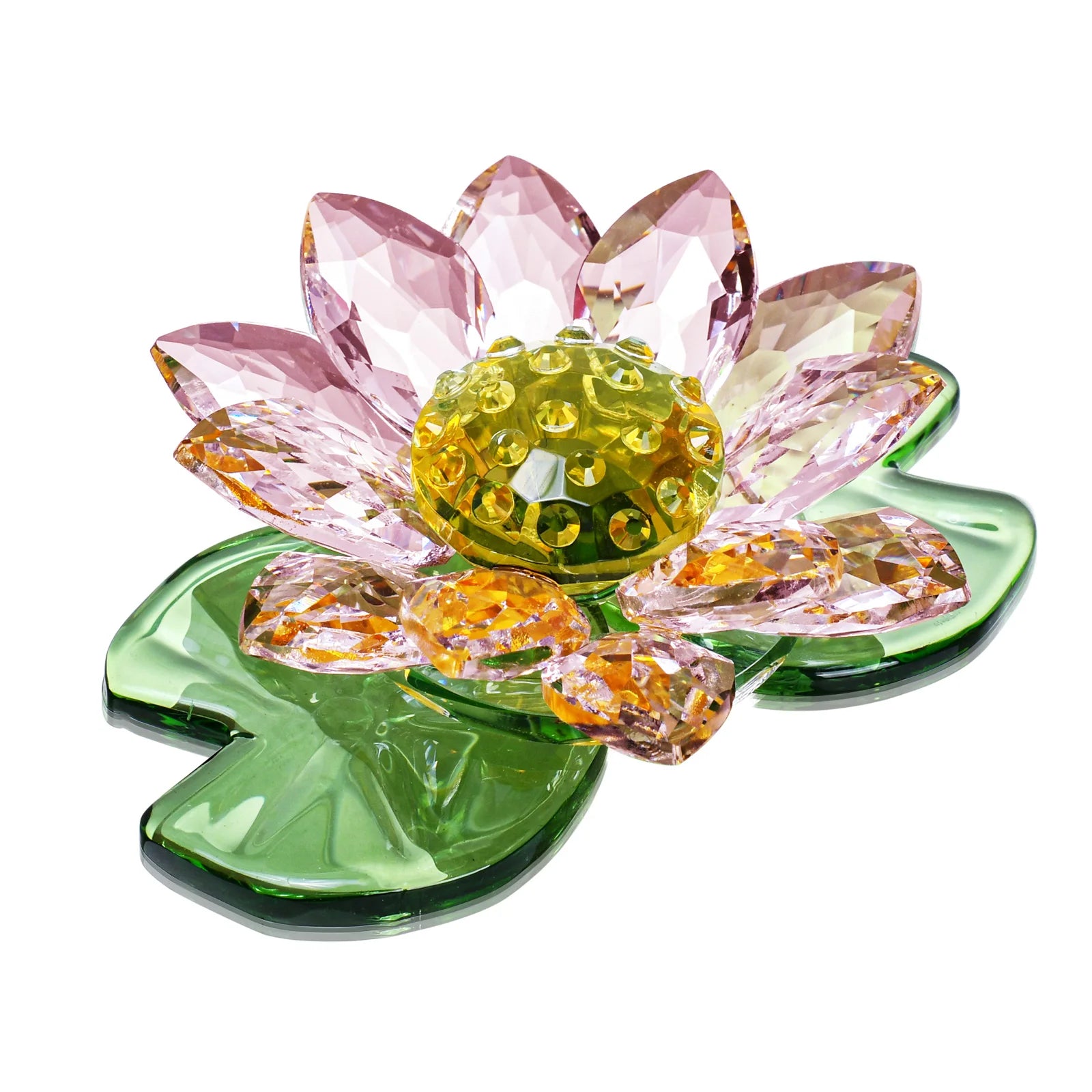 Crystal Pink Lotus Flower Glass Home Decor Paperweight Figurine Wedding Table Centerpiece Ornament  Crystal Crafts