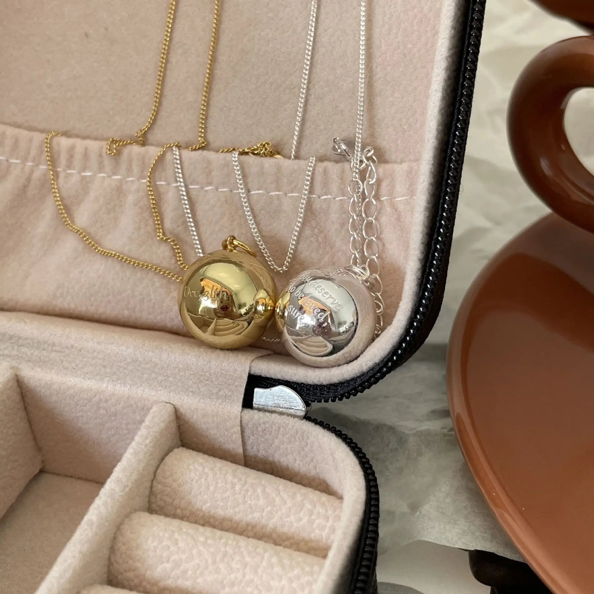 Minialist 18K Gold Plated Jewelry Fashionable Round Ball Chain 925 Sterling Silver Necklace For Women