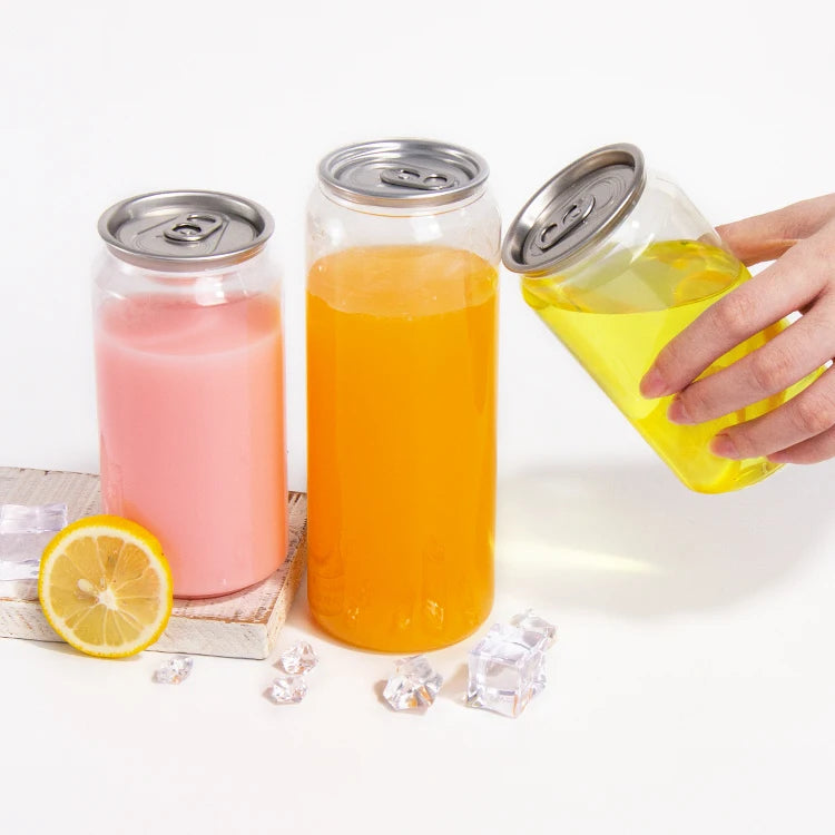 330ml 550ml 650ml Sealing Plastic Beverage Bottle Cans for Soft Drink Transparent Soda Cans