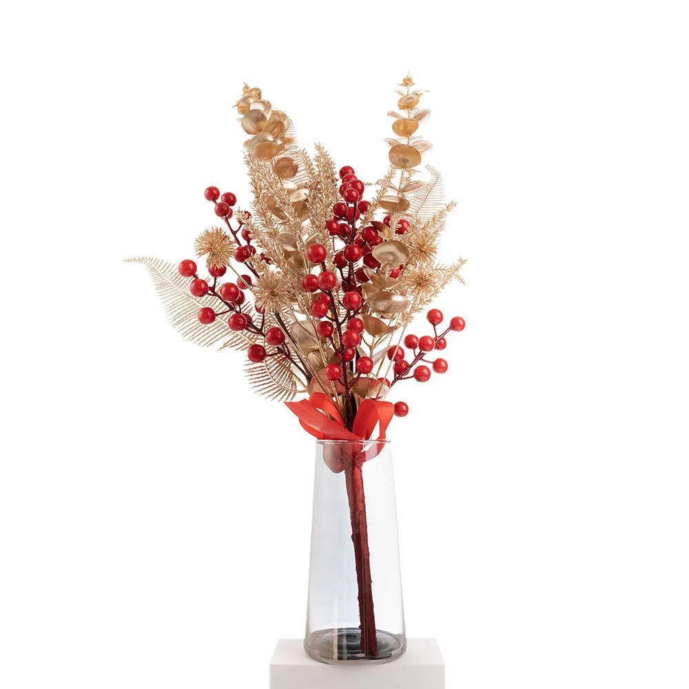 2023 New Kuiri Wholesale Art Decoration Living Room Flower Rich Fruit Artificial Flower Ornaments Red Berry Acacia Beans