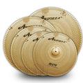 Arborea Golden Low Volume Cymbal Set 14"Hi-hat+16"Crash+18"Crash+20"Ride