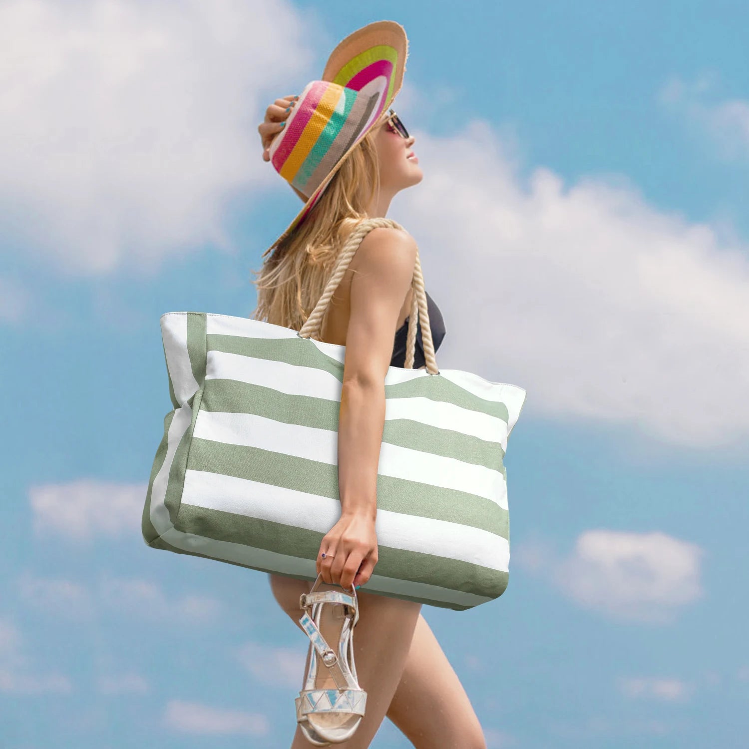 Custom  Daraz Online Shopping Sac a Main Femm Beach Tote Bag USB Bolsos De Mujer Novation Largcapacity Vintage Beach Bag