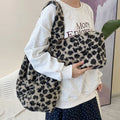 Winter Fashion Leopard Print Women's Shoulder Bag Faux Woolen Ladies Underarm Bags Large Capacity Handbags Female Clutch Purse