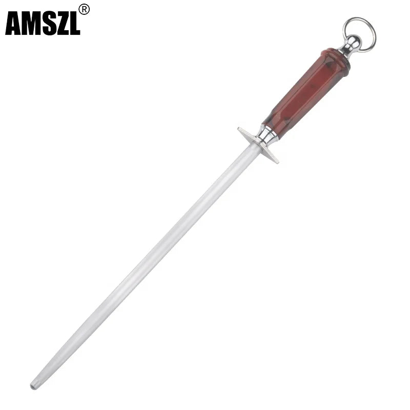 AMSZL Custom 12-Inch High Carbon Steel Honing Rod Scissors Sharpener with PP Handle Manufacturer's Customizable Sharpeners