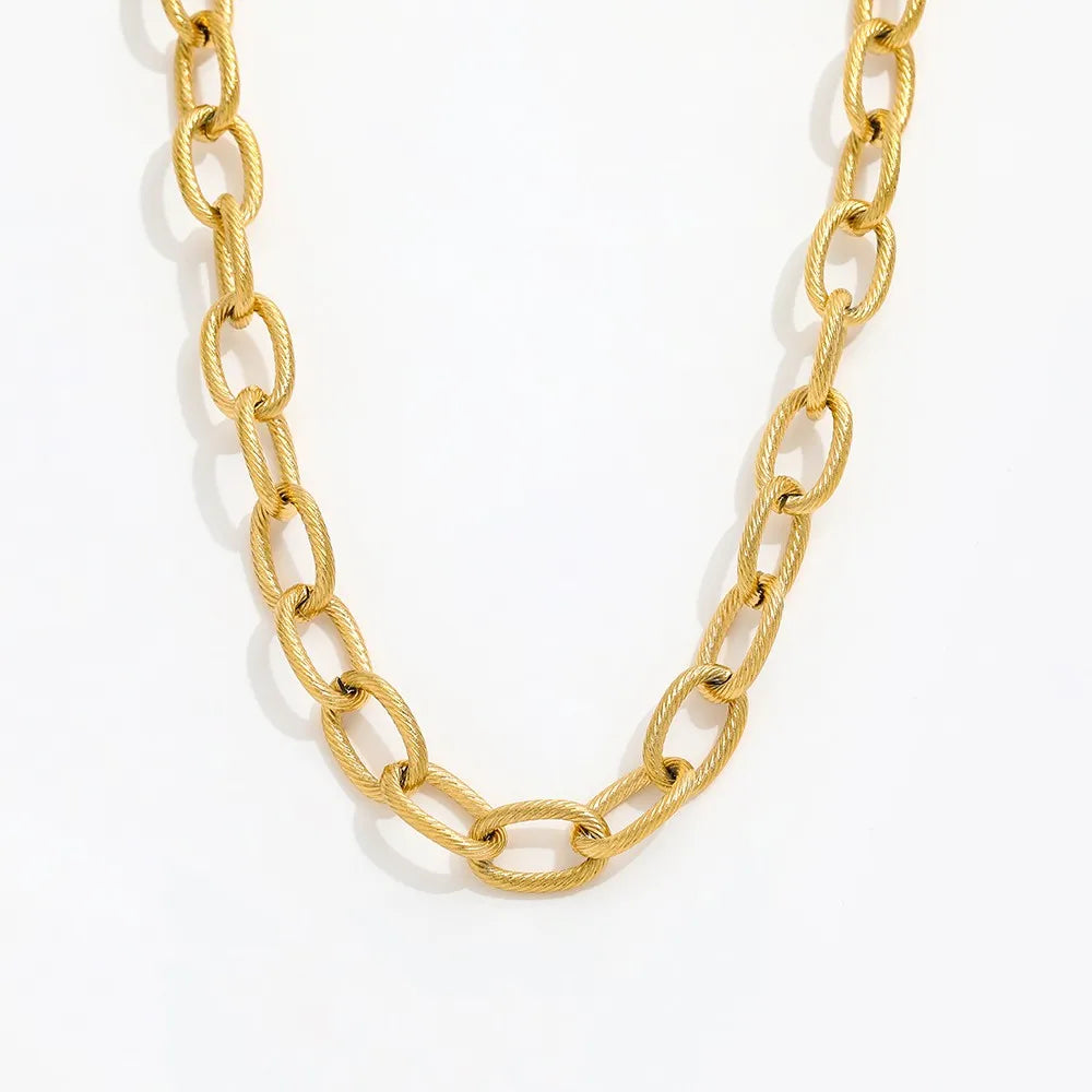 Fenny Wholesale 18K PVD Plated No Fade Fast Delivary Basic Solid Chunky Stainless Steel Choke Chain Necklace for Women