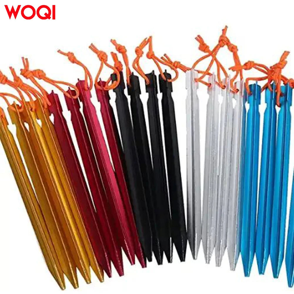 Woqi Ground Pegs Camping Tent Stakes Outdoor Stake Peg with Carry Bag Aluminum Tent Pegs Nail Stake