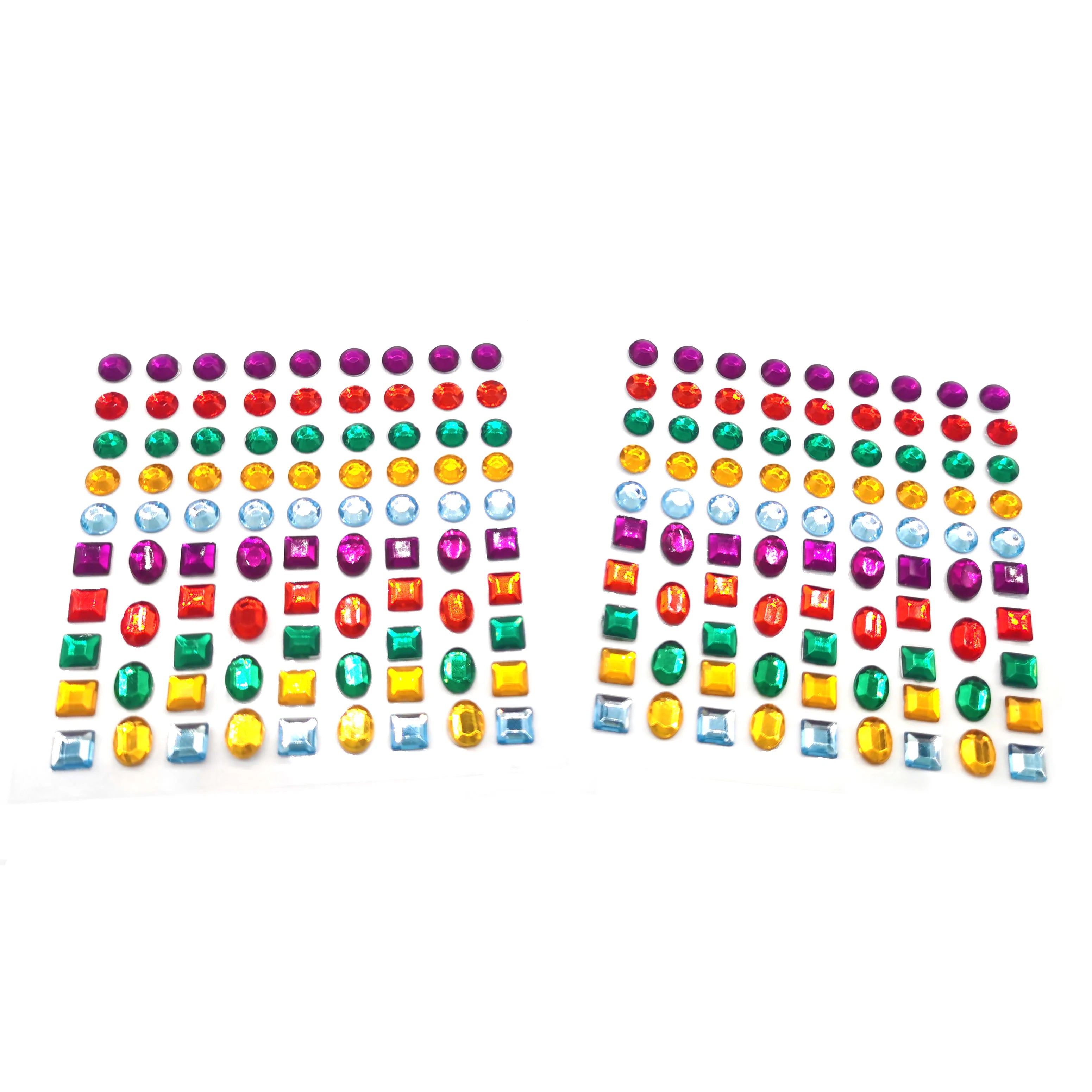 Colorful Mixed Shape Self-Adhesive Rhinestone Acrylic Sticker Sheet Gem Rhinestone Sticker for Nail Art DIY Crafts