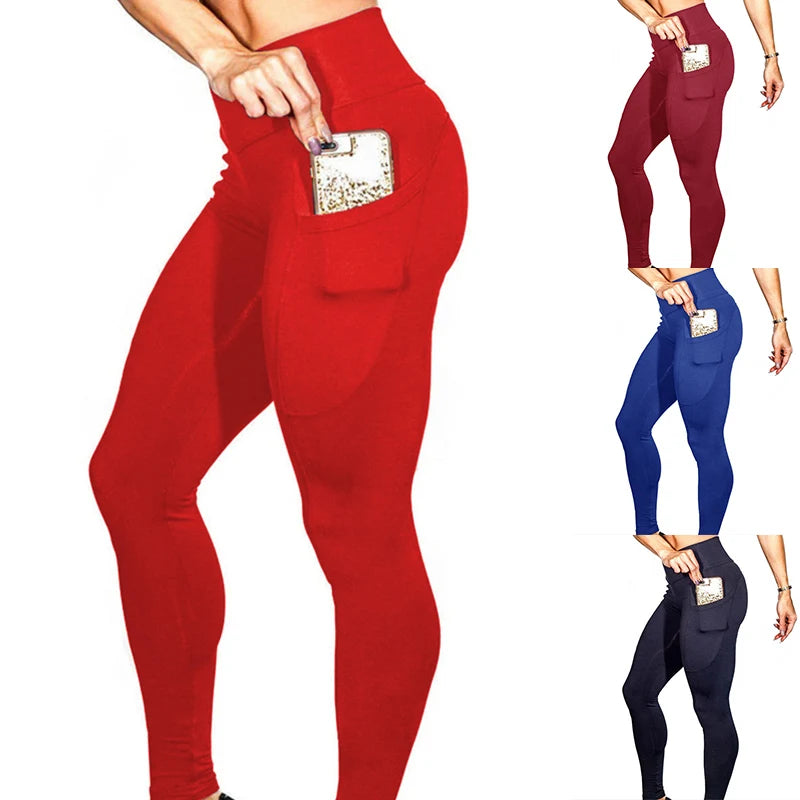 Women Custom Polyester/spandex Elastic Waist With Phone Storage Pocket Yoga Pants SCULPTING Tight Style LEGGINGS Female Workout