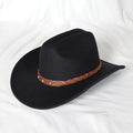 X1256B Adult Woolen Hats Fashion Retro Cowboy Hat Unisex Woolen Jazz Hats Fashionable Concave Shape Cap