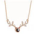 A Deer with You Projection Clavicle Necklace Copper Rose Gold Platinum Female 100 Languages I love You Pendant Necklace