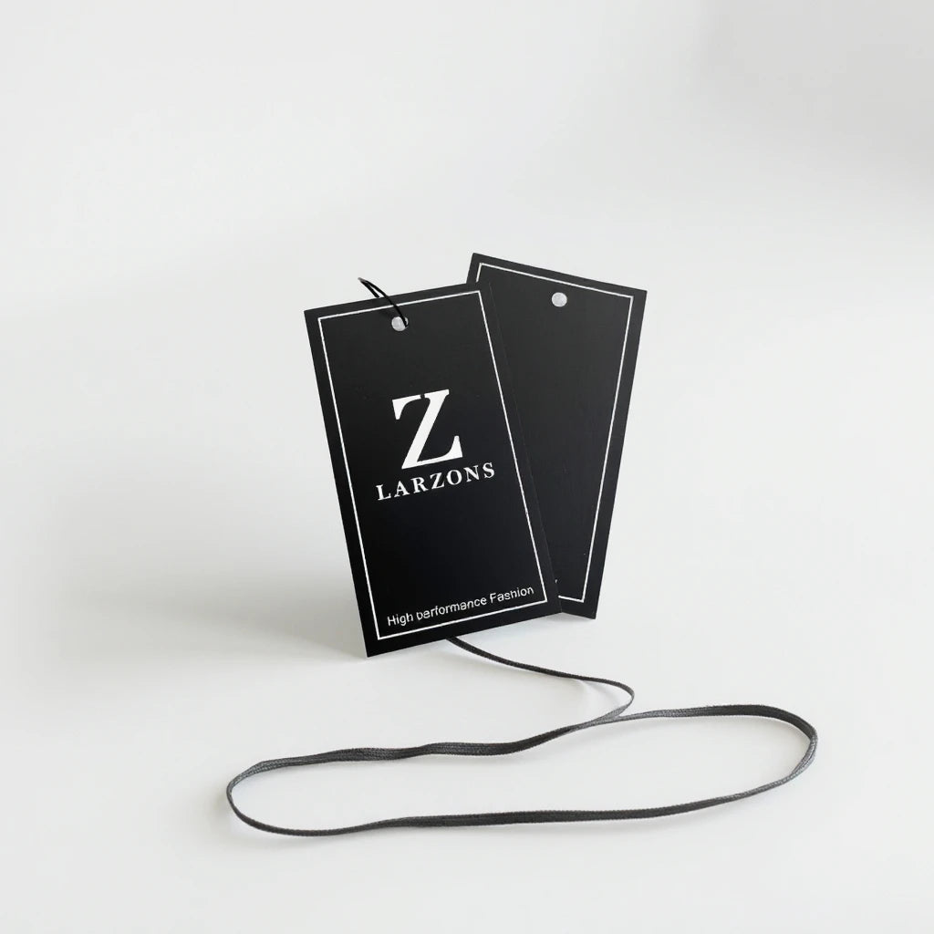 Matte Paper Printing Brand logo Free Design Fashion Label Logo String Tag for Clothing Garment Tag