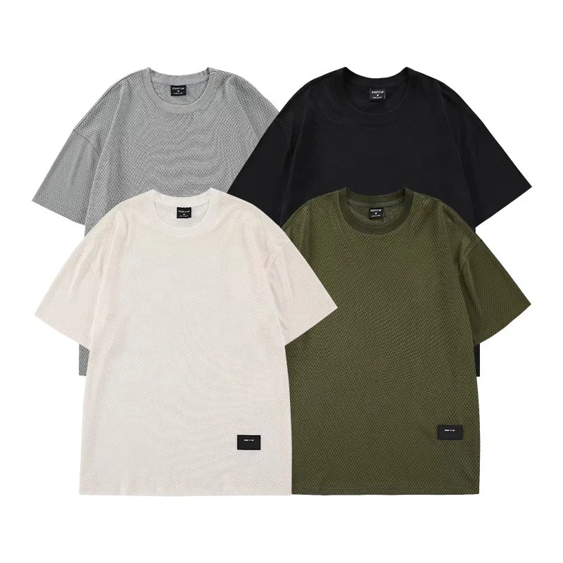 OEM Athletic 100% Polyester T Shirts Men Gym Quick Dry Mesh Fabric Lightweight Fitness Men T Shirts