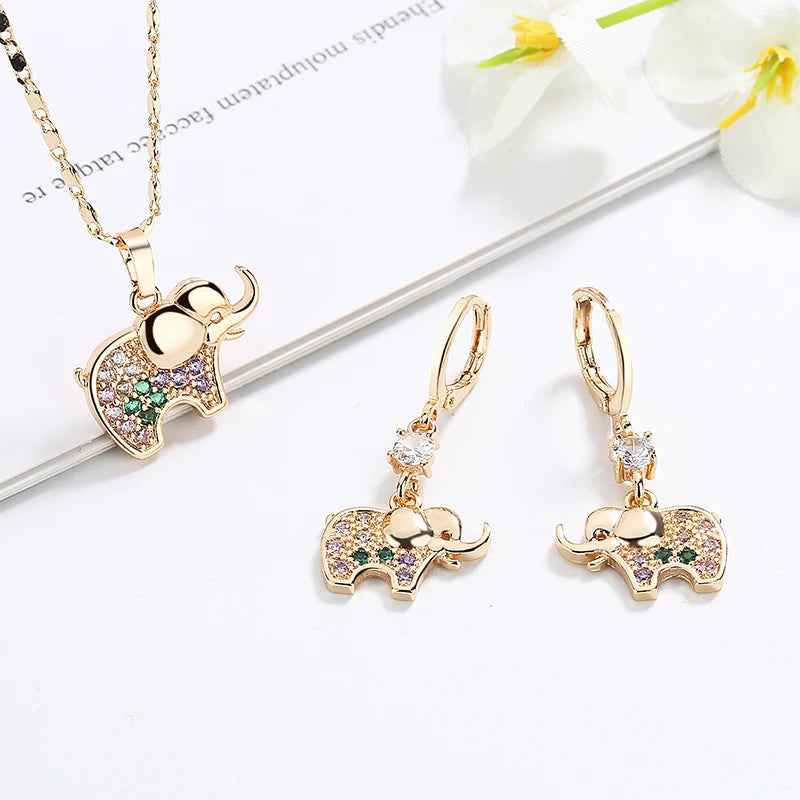 18K Gold Plated Christmas American Diamond Natural Stone Fashion Women Earring Jewelry Jewelry Sets