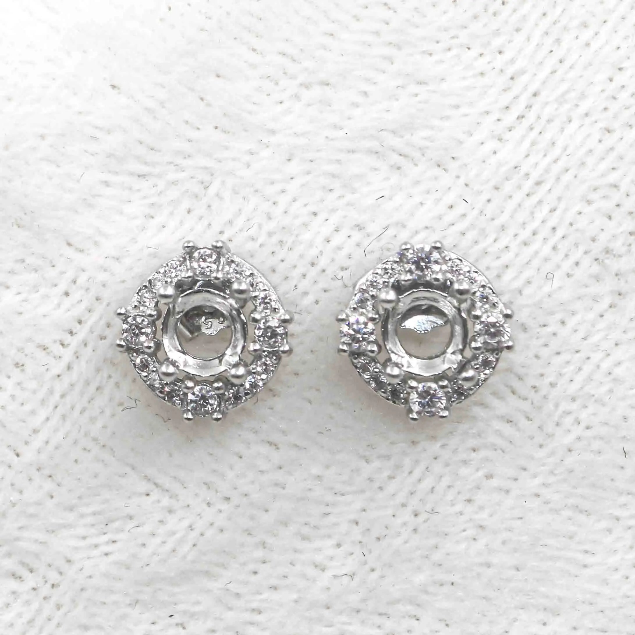 Sterling Silver 5*5mm Semi Mount Stud Earrings Empty Support Blank Claws Setting S925 Base Without Center Stone for DIY Inlay