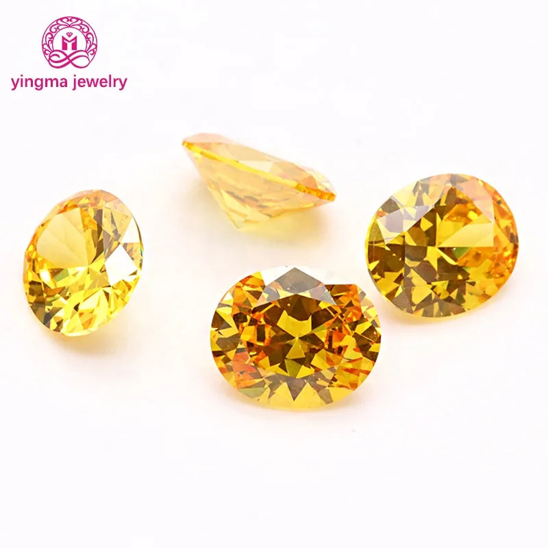 Yingma Manufacturers 2*3mm to 13*18mm Yellow Color Oval Shape Cubic Zirconia Loose Stone Cz for Fine Jewelry