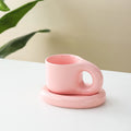 Wholesale Hot Sale Creative Chubby Porcelain Coffee Mug with Saucer Reusable Party Cup for Latte Tea
