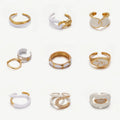 Elegant White Gold Flower Ring Diamond Zircon New Multi-Designs Chunky Oil Drip Enamel Ring for Wedding Engagement Women's