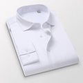 RNSHANGER Men Spring Long Sleeve Business Shirt New Polyester Solid Color Slim Fit Formal Dress Shirts for Men