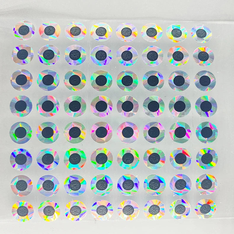 Ready to Ship 2D Flat Holographic Fishing Lure Eyes Iridescent Fish Eyes Fly Tying Materials for Lure Making Fly Tying