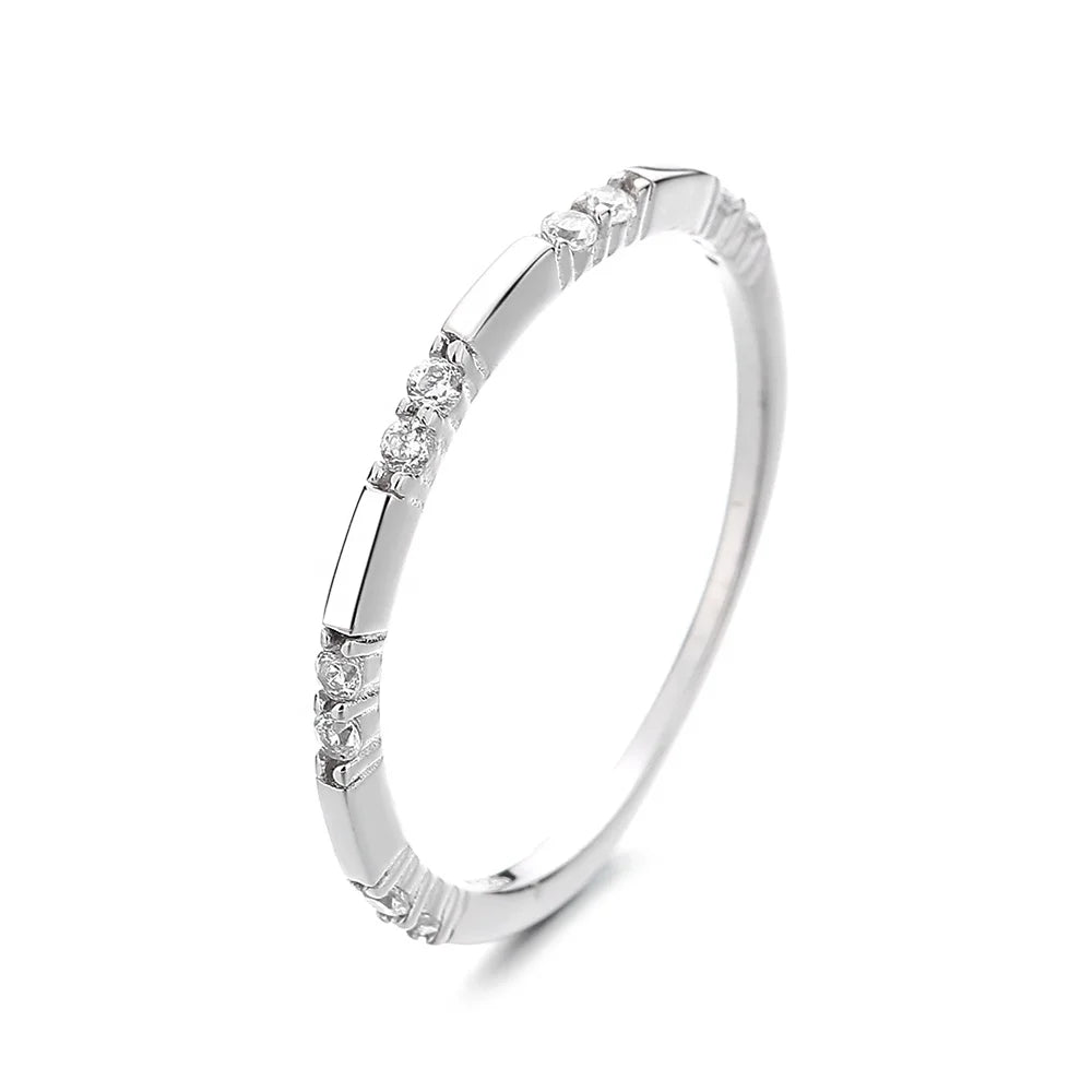 Simple Zircon 925 Silver Diamond Women 1mm Fine Thin